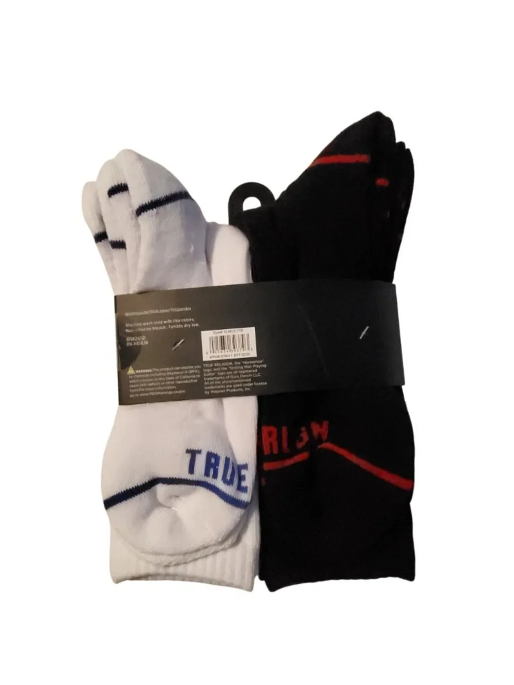 True Religion MenS Half Cushion Crew Athletic Socks 10 Pack Black White